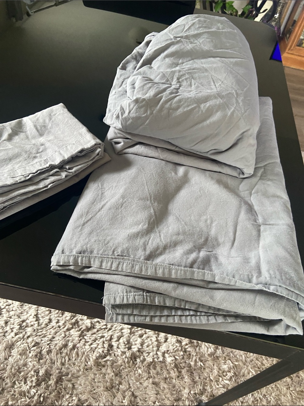 Queen Gray Cotton Sheet Set used